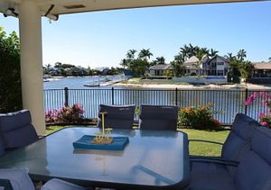 Beautiful views from undercover entertaining area at Bayzbay Maroochy Waters in Maroochydore