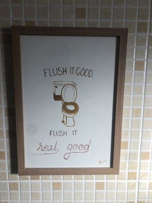 Hygene joke art  at Izzy's Market Vegetarian Boutique in Vila Do Bispo