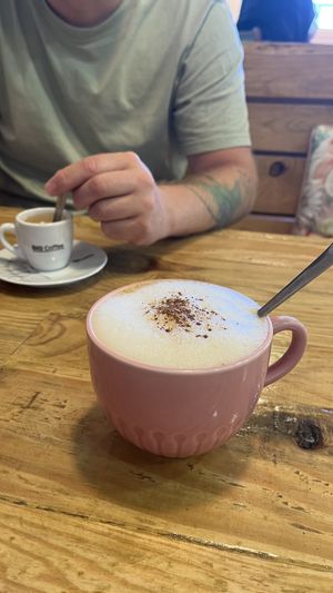 Cappuccino and espresso   at Izzy's Market Vegetarian Boutique in Vila Do Bispo