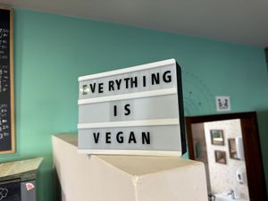 The amazing chef/owner cooks everything herself   at Izzy's Market Vegetarian Boutique in Vila Do Bispo