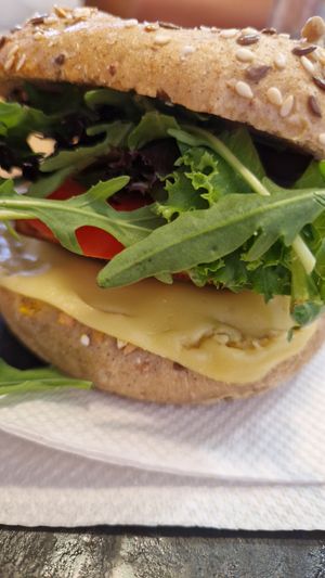 Vegg, scrambled tofu under cheese at Izzy's Market Vegetarian Boutique in Vila Do Bispo