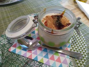 Portuguese dessert with cookie- and coconut-creme at Izzy's Market Vegetarian Boutique in Vila Do Bispo