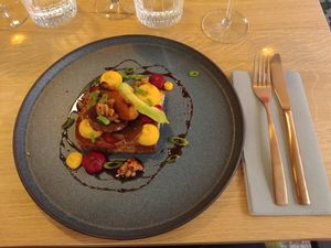 Appetizer with hummus. at Literaat in Tallinn