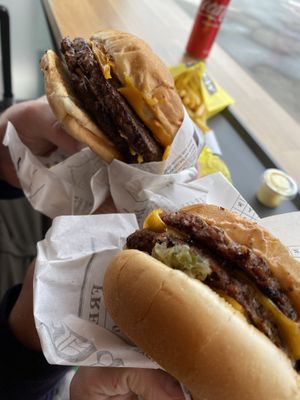 Double smash burger and double quarter pounders   at Junkyard in Reykjavik