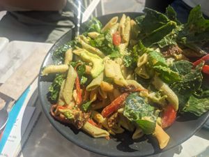 Super vegan penne salad at Aperitton in Crete