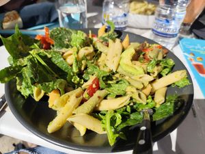 Super vegan penne salad at Aperitton in Crete