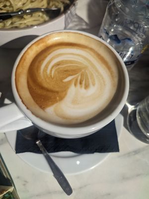Almond milk cappuccino at Aperitton in Crete