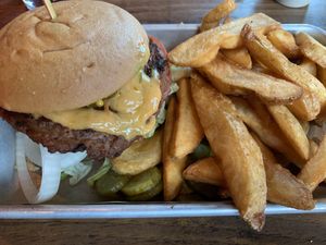 Vegan burger with fries. Tots were great too at Ole Red in Gatlinburg