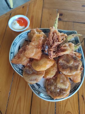 Tempura (served with what I think is mayo so maybe ask them to leave it) at ROM Vegetarian Restaurant in Hoi An