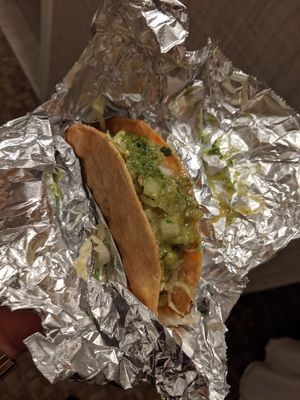 Thai chilli tofu in hard corn tortilla with chimichurri sauce at Condado Tacos in Pittsburgh