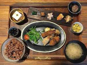 Set lunch menu at Hiyoriya in Yakushima