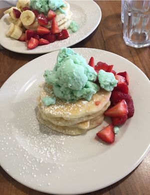 Mint ice cream with bananas and strawberries   at Hanky Panky Pancakes in Chester
