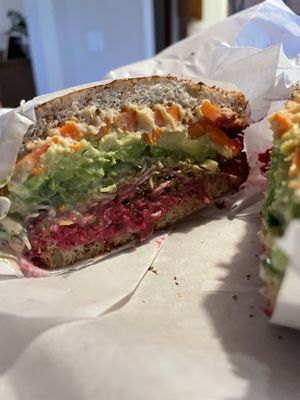 NEW ITEM: The Happy Hippie - make it vegan by removing white cheddar and request ciabatta bread  at Mendocino Farms in San Ramon