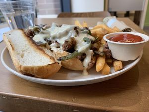 Beyond burger cheesesteak  at Veggie Grill by Next Level - River North in Chicago