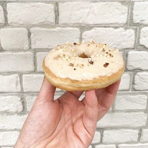 White chocolate and hazelnut  at Damn Vegan Doughnuts in Lisbon
