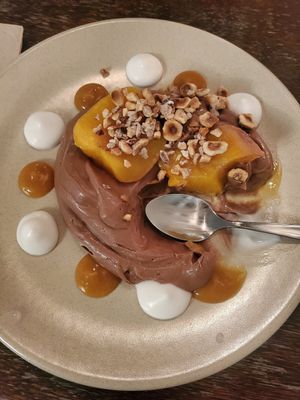Chocolate coconut and peach 😋 at Olive. in Wellington