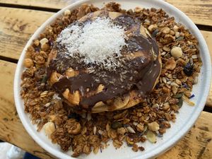 Caramel pancakes (although tasted more like choco/coconut pancakes  at Preps in Maastricht