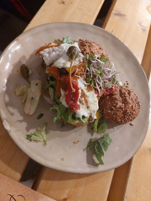 Vegan salmon at Preps in Maastricht