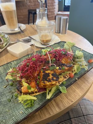 Flat bread with Tempeh and mango chutney   at Preps in Maastricht