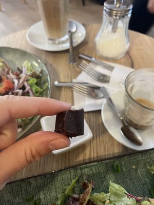 Chocolate fudge with coffee  at Preps in Maastricht