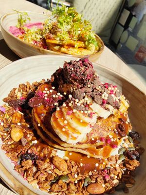 Caramel pancakes...mmm verry good and filling at Preps in Maastricht