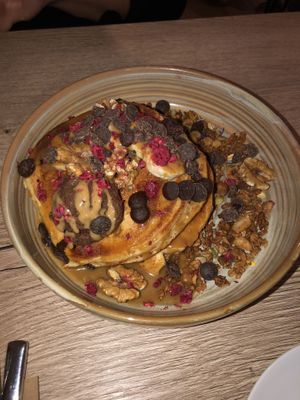 Caramel Pancakes with chocohummus  at Preps in Maastricht