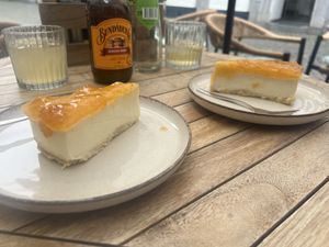 Vegan cheesecake (with apricot sauce)  at Preps in Maastricht