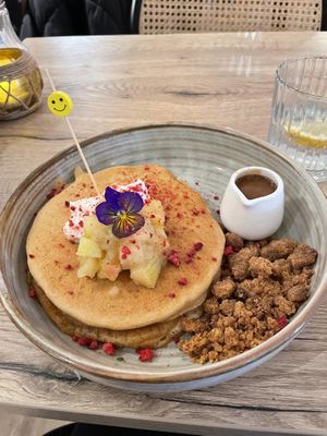 Stewed apple pancake with miso caramel sauce   at Preps in Maastricht
