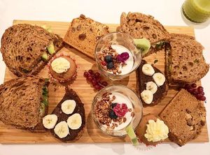 Delicious homemade bread with vegan fillings.  at Preps in Maastricht