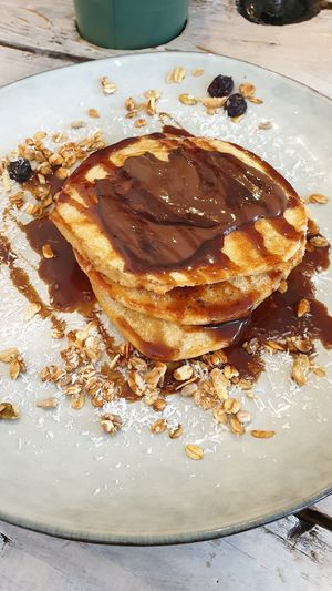Vegan caramel pancakes at Preps in Maastricht