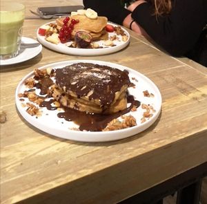 Caramel/chocolate pancakes and protein pancakes at Preps in Maastricht