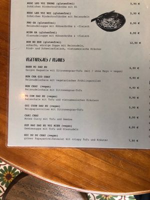 Vegan menu  at Chi Thu - Morassistrasse in Munich