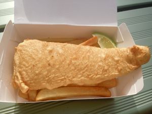 Phish and chips at Loving Hut in Mount Gravatt