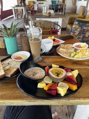 Breakfast. Müsli and fruit platter   at Bamboo Jam in Koh Rong