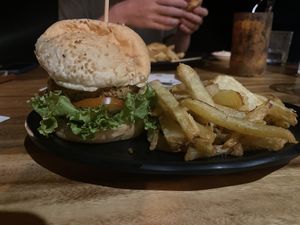 Guac burger   at Bamboo Jam in Koh Rong