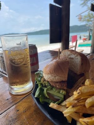 Guacamole burger is amazing!  at Bamboo Jam in Koh Rong