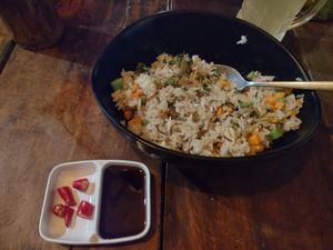 Okra fried rice at Bamboo Jam in Koh Rong