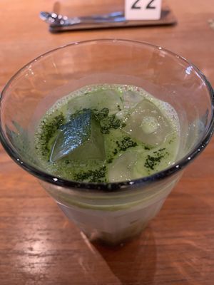 matcha latte with oat milk  at Vermillion - cafe. in Kyoto