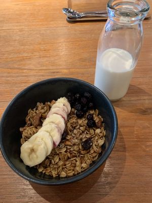 granola with oat milk  at Vermillion - cafe. in Kyoto