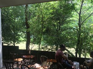 Outside seating area at Vermillion - cafe. in Kyoto