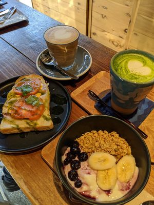 Home made granola + cheese and tomato toast at Vermillion - cafe. in Kyoto