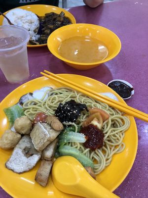 Dry niang tofu $4.50 set meal at SHU Vegetarian 蔬方斋 - Jurong West in Central Singapore