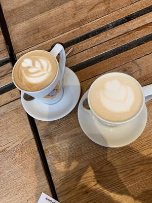 A latte and a chai latte!  at The Square Orange in Keswick