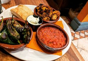 Patatas bravas and padron peppers at The Square Orange in Keswick