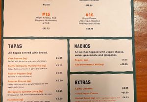 Vegan menu at The Square Orange in Keswick