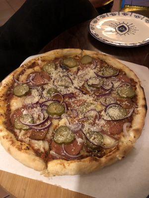 "Meat" Pizza  at no bones in Krakow