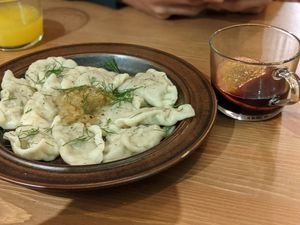Pierogi i grzaniec at no bones in Krakow