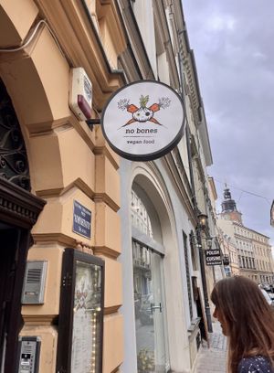 Sign  at no bones in Krakow