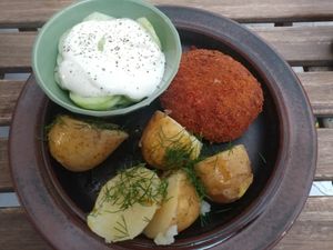 Polish style minced cutlet at no bones in Krakow