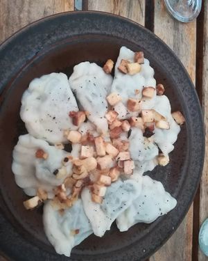 Vegan pierogi at no bones in Krakow